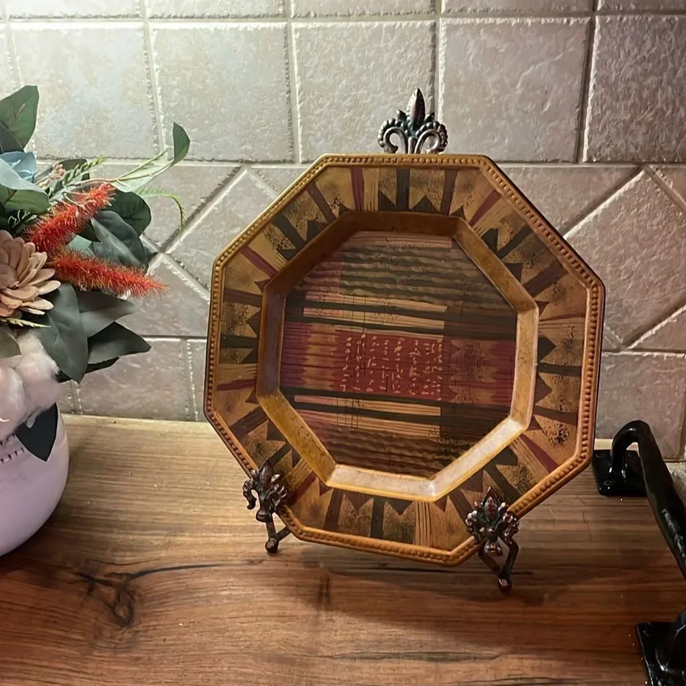Decorative Heptagon Wall Plate Chargers (Set of 2) - Plates/Chargers Only.